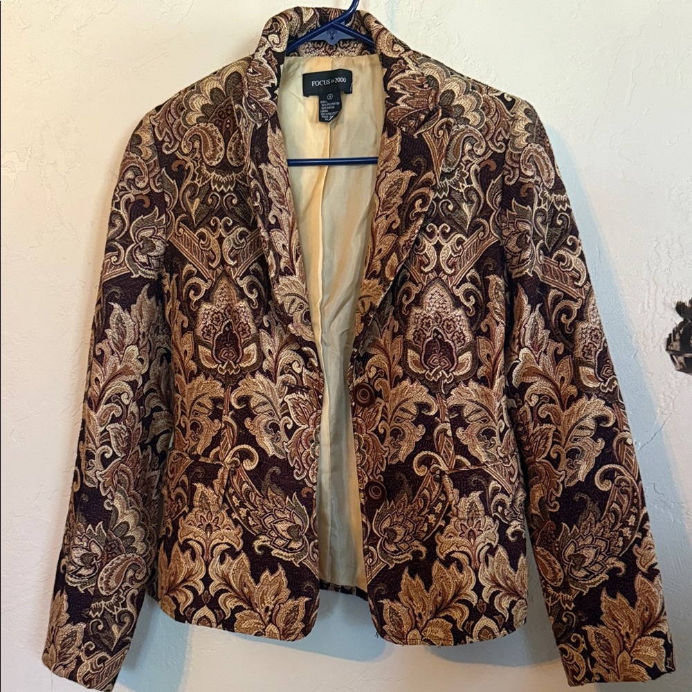 Focus 2000 Brown and Gold Patterned Blazer